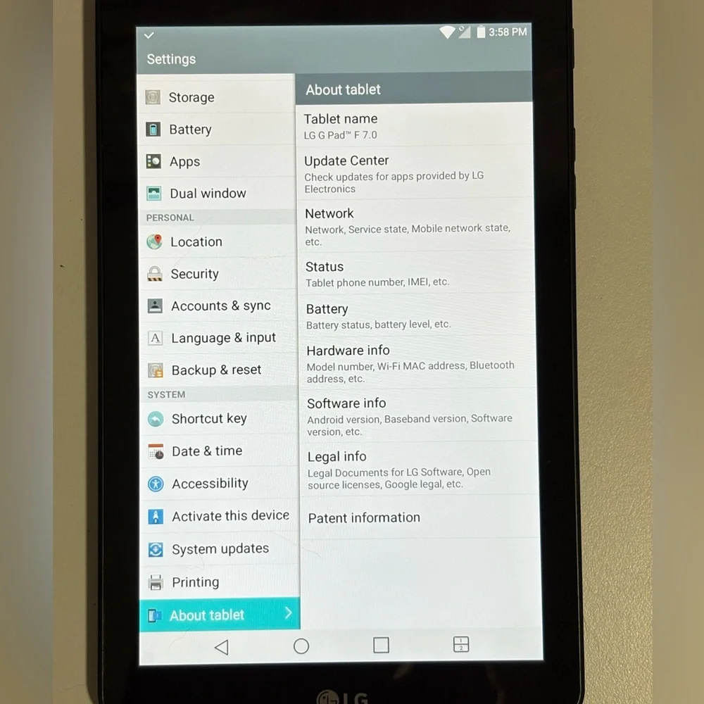 LG G Pad F 7.0 LG-LK430 Sprint 8GB Black With Charger Excellent.